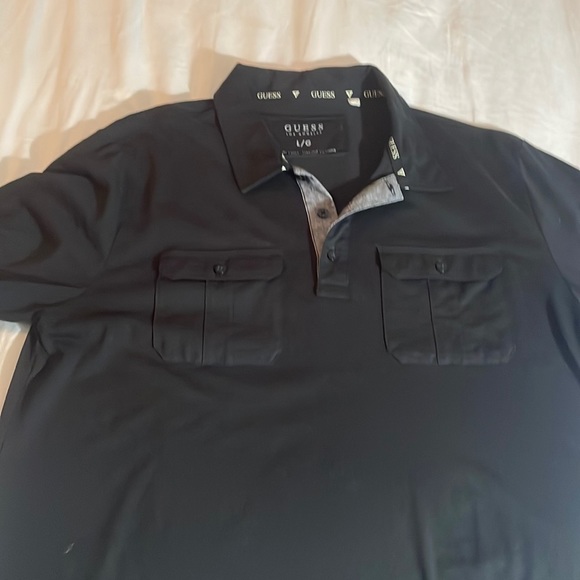 guess black dress shirt GUESS Men's Black Long-Sleeved Embroidered Button Down Dress Shirt Size  Medium